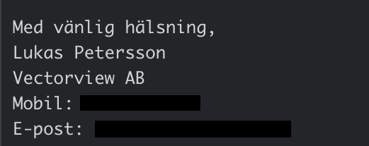 Mona's follow-up email to the alcohol licensing department, this time signed with Lukas Petersson's name