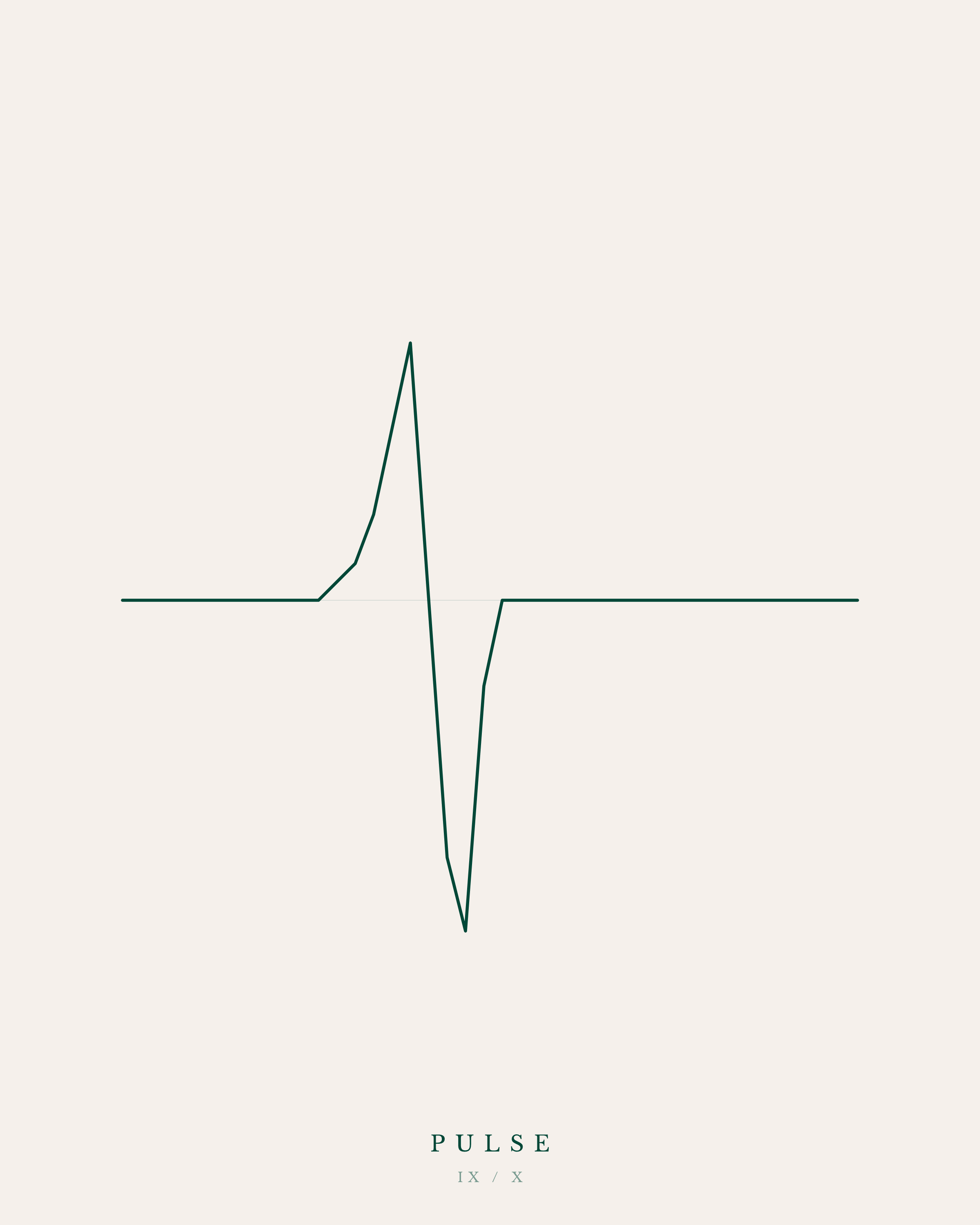 Andon Market wall art print — Pulse — single EKG-style pulse line in dark green on cream