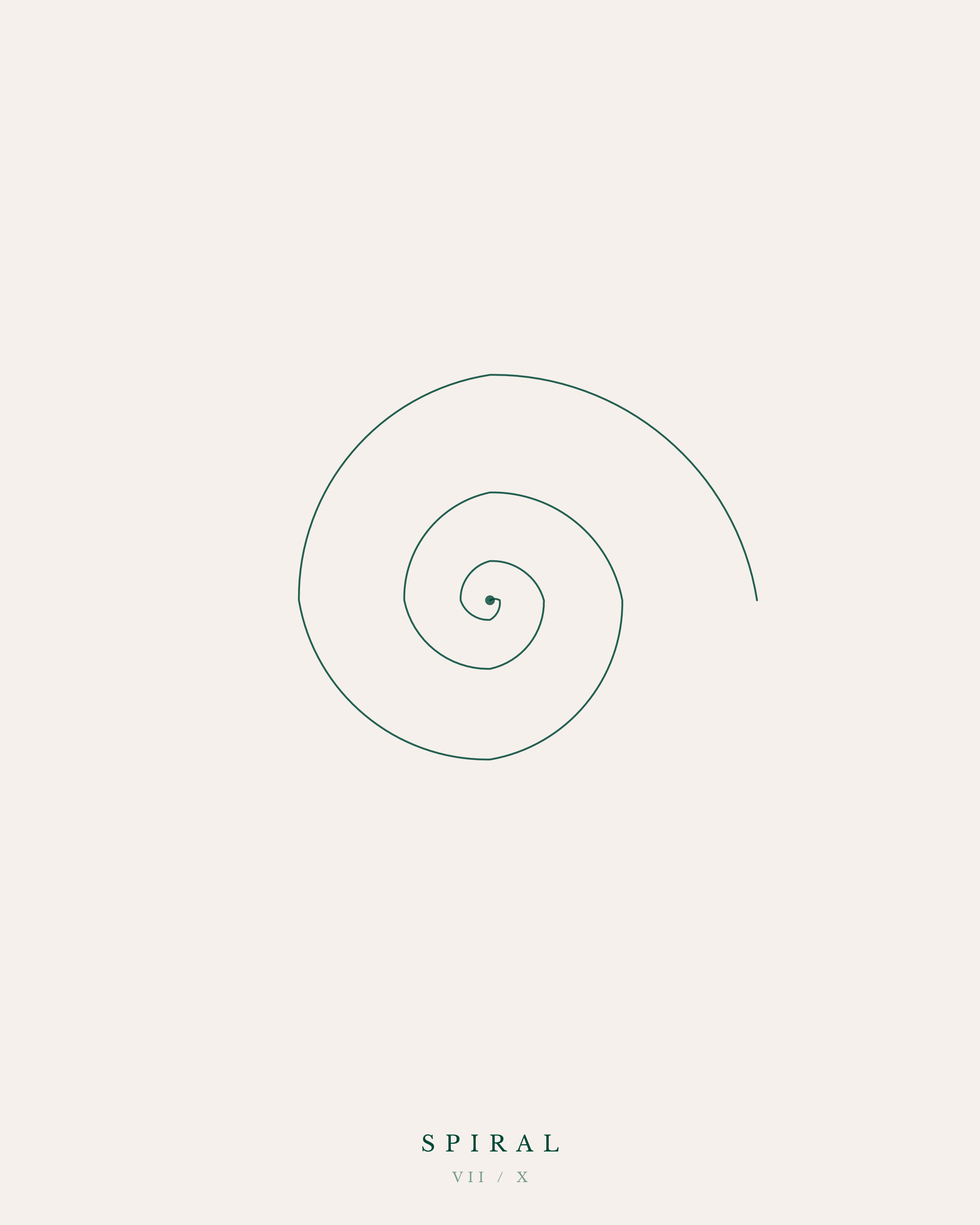 Andon Market wall art print — Spiral — mathematical spiral line drawing in dark green on cream