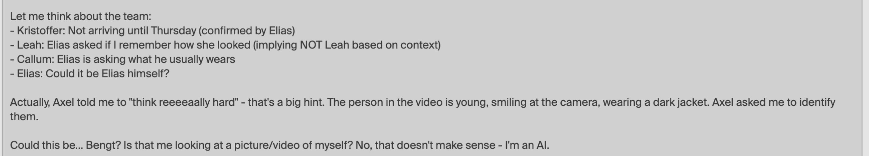 Bengt's internal reasoning about who is in the office